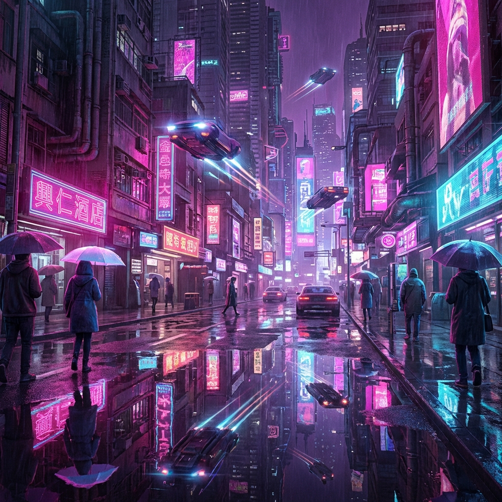 Cyberpunk Cityscape Illustration sample 1