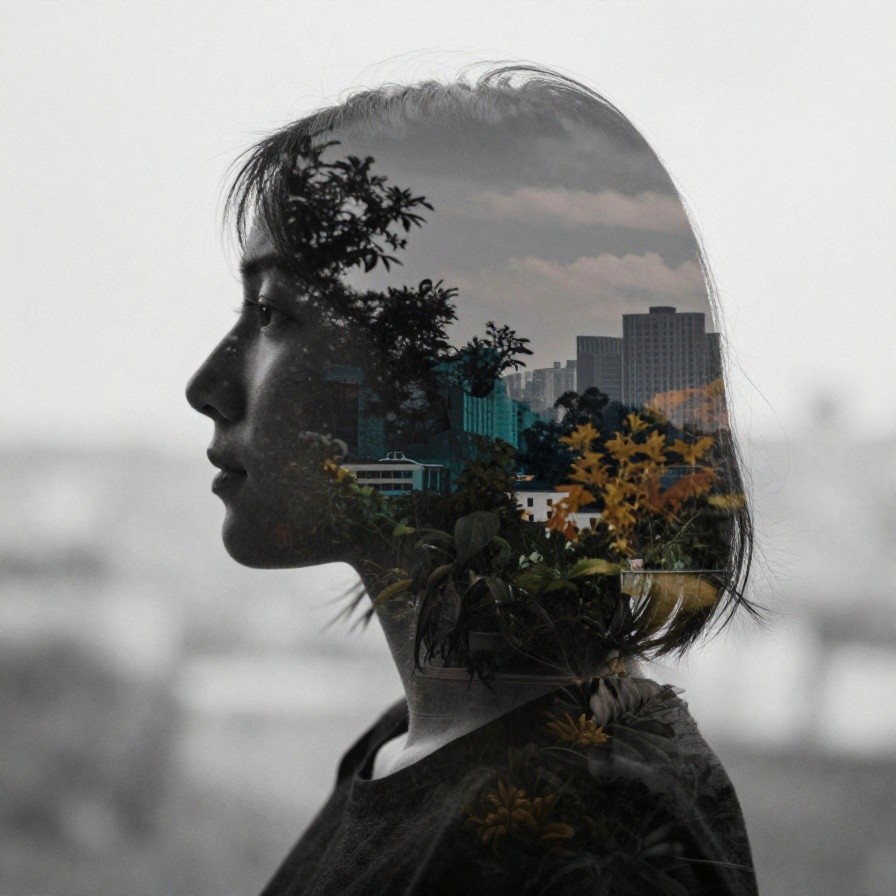 Double Exposure Portrait Art