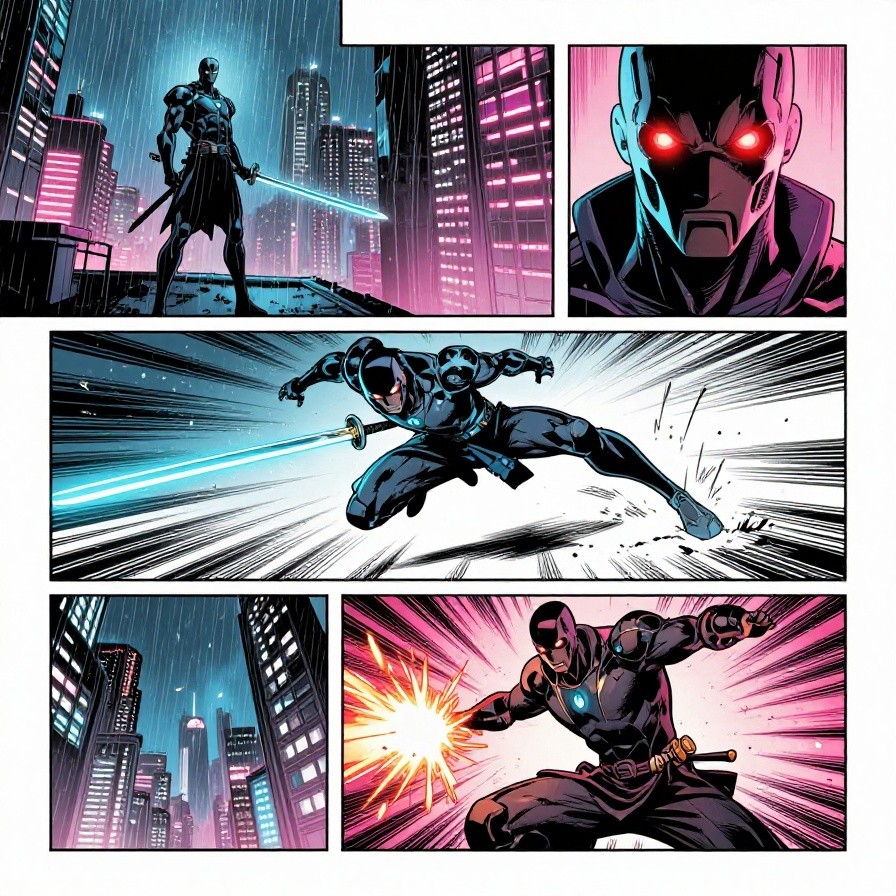 Cyber-Samurai Storyboard sample 1