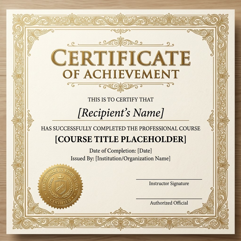 Course Completion Certificate sample 2