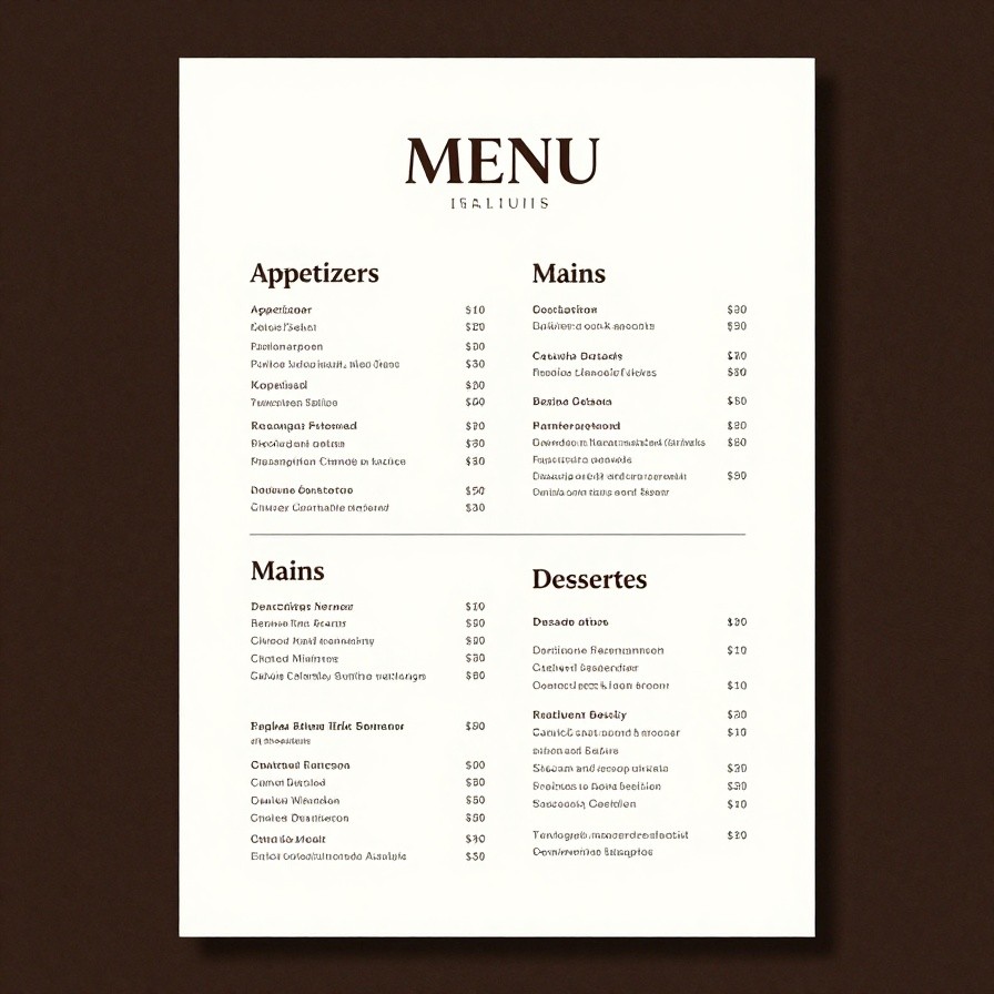 Restaurant Menu Design sample 1