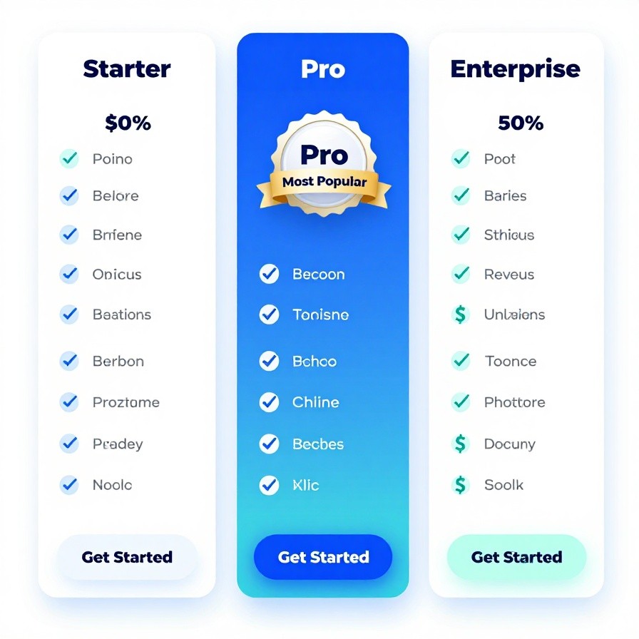Pricing Comparison Table sample 1