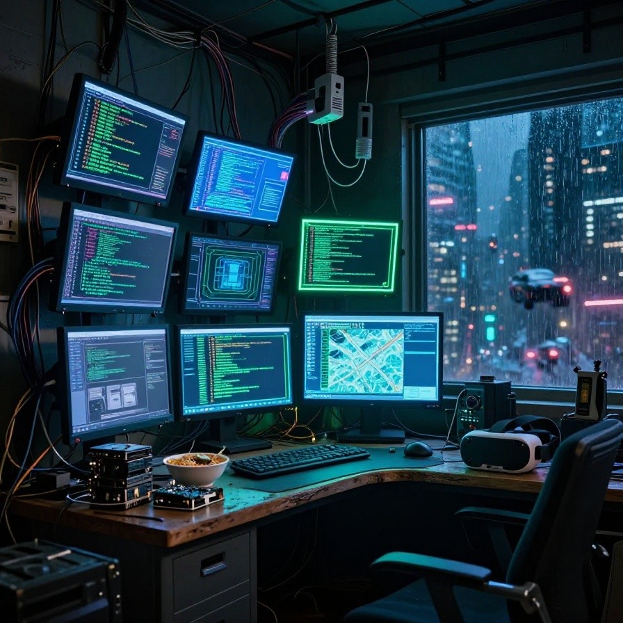 Cyberpunk Hacker Den sample 1