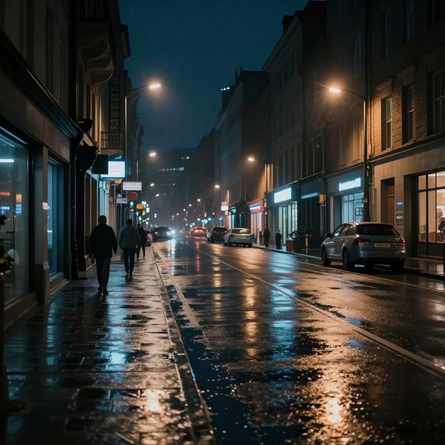 Cinematic Street Night Wet sample 1