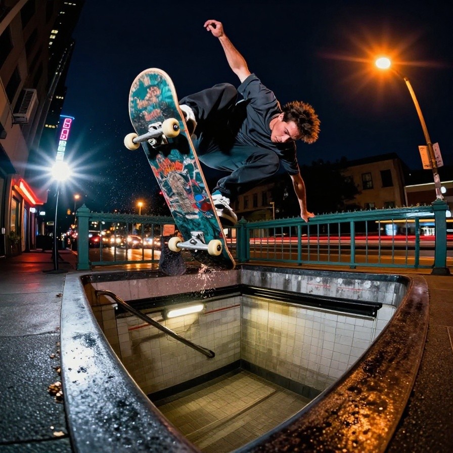 Urban Night Skateboarding sample 1