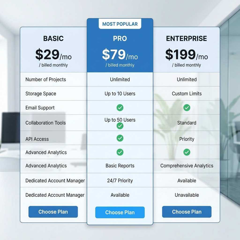 Product Comparison Chart sample 2