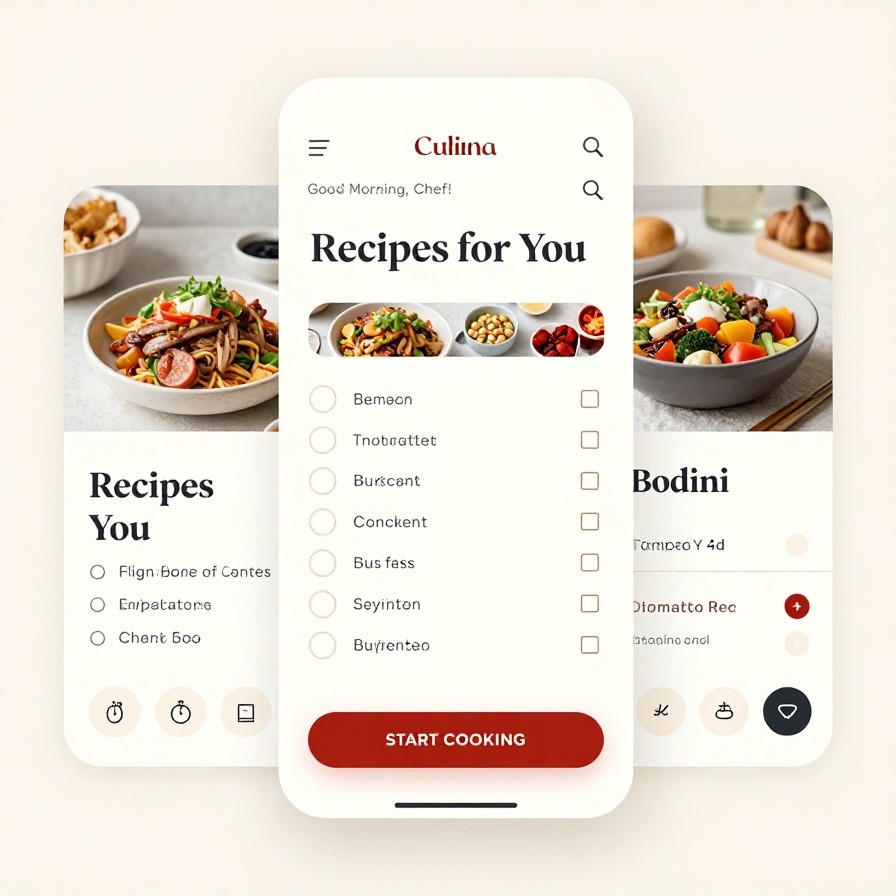 Gourmet Recipe App UI sample 1