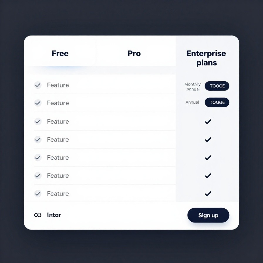 Pricing Table Comparison UI sample 1